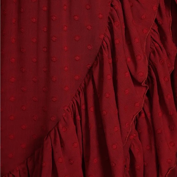 Lulus Burgundy Midi Wrap Dress - Picture 5 of 9
